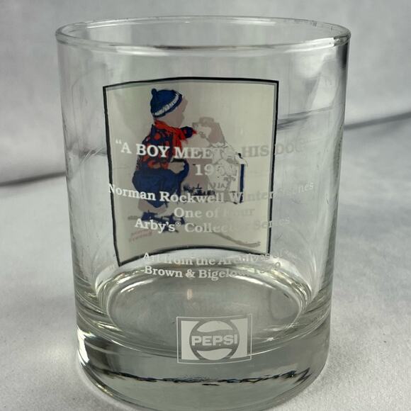 Normal Rockwell Vintage Pepsi Arby's Memorabilia Glass Winter Scene - Picture 4 of 5